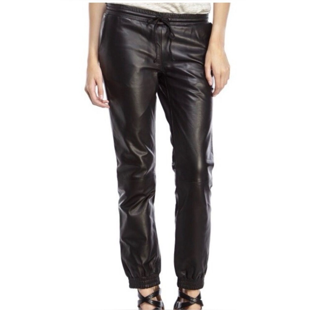 Walter Baker 100% Leather Jogger Style Pants Style Roman Black Size Large